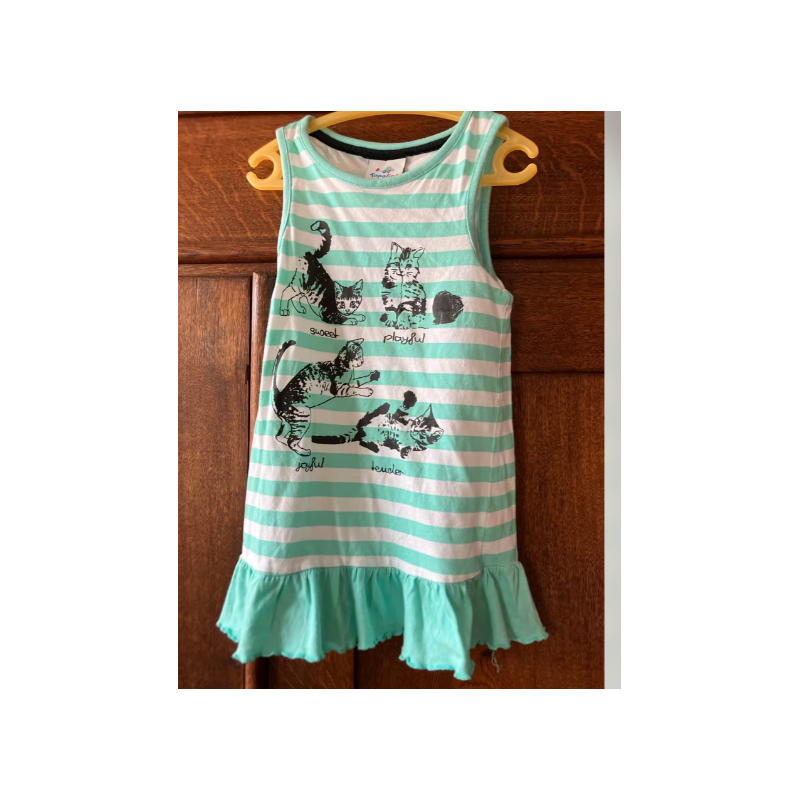 Träger Kleid 116 grün weiß topolino