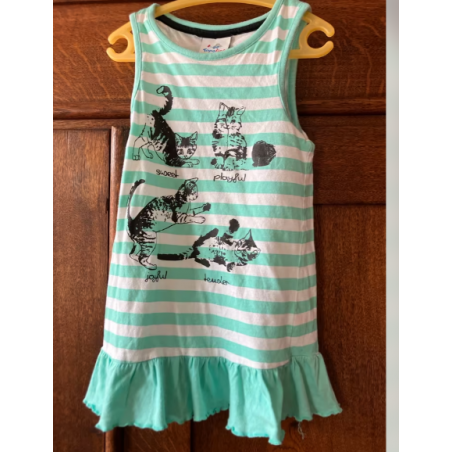 Träger Kleid 116 grün weiß topolino